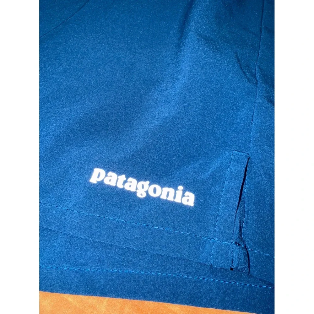 Patagonia Nine Trails Running Shorts Mens XL Blue Zipper Pockets Hiking Athletic